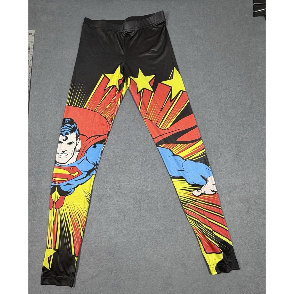 DC Comics Superman Leggings Womens Small Black Multicolor Graphic Print Pants